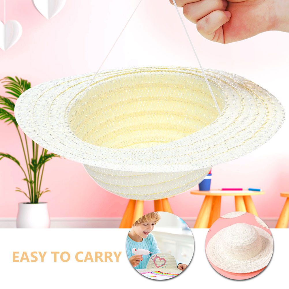 8Pcs DIY Kids Straw Hats White - Painting Supplies recension och pris