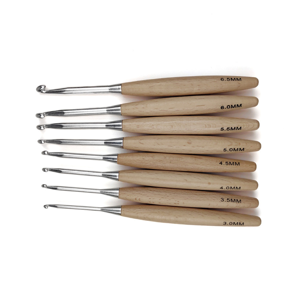 8Pcs Wood Crochet Hooks16.5cm  - Wooden Crochet Hooks Ergonomic Handle recension och pris