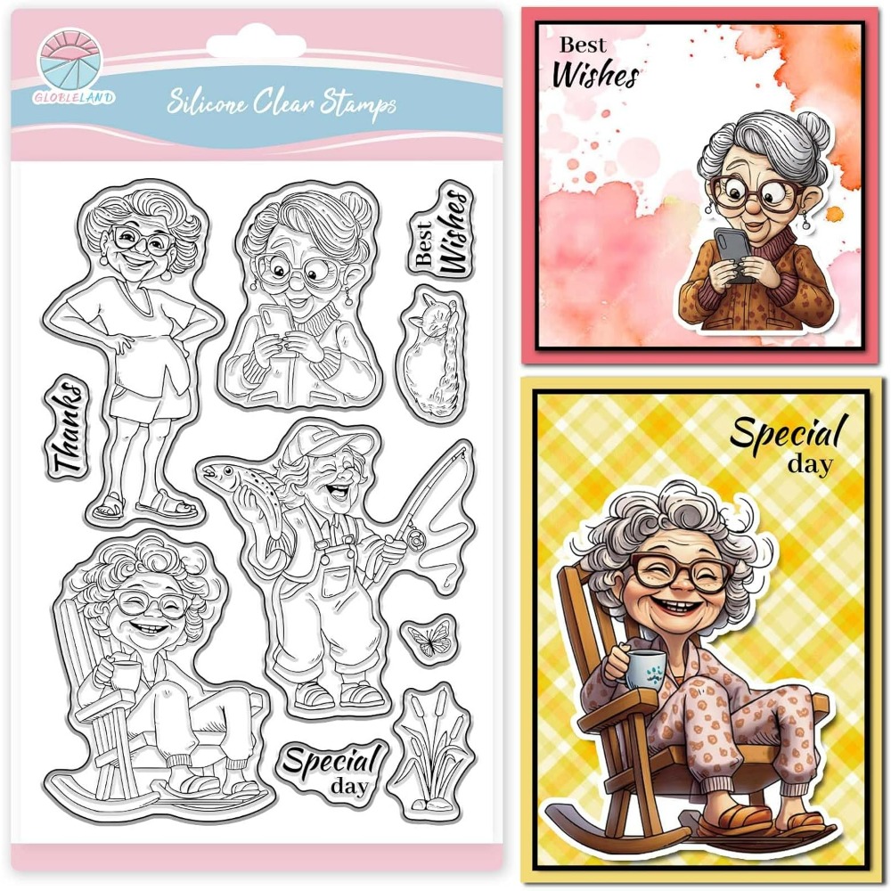 Smiling Old Lady Clear Stamps  - Clear Silicone Stamps For Card Making recension och pris
