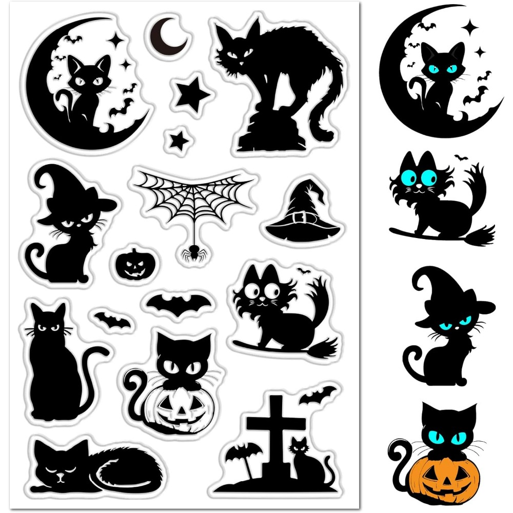 Halloween Black Cats Clear Rub - Clear Silicone Stamps For Card Making recension och pris